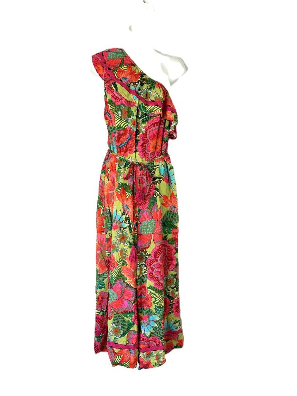 Lipsy London One Shoulder Tropical Print Ric Rac Trim Jumpsuit 12